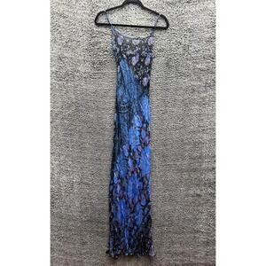 Rumored Vintage Slip Sleeveless Maxi Dress Peacock Lurex Womens Size L
